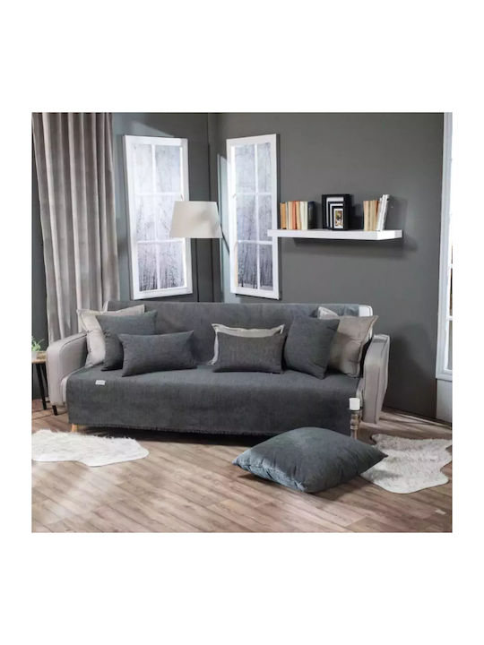 Teoran Solid Three-Seater Sofa Throw Chenille 1...
