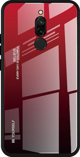 Hurtel Gradient Glass Umschlag Rückseite Synthetisch Rot (Redmi 8)