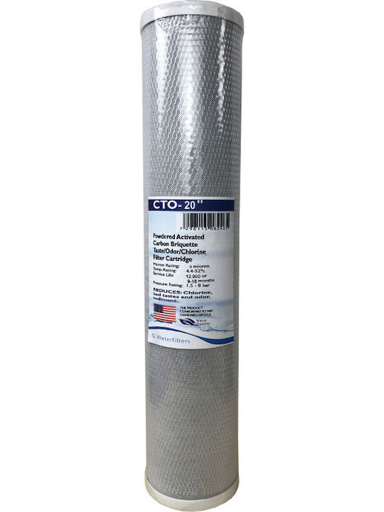 QWaterFilters Ersatz-Wasserfilter Zentrales Wasserfiltersystem aus Aktivkohle 20" CTO 20" 5 μm (Mikrometer)