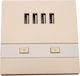 Gemauerte Steckdose mit 4 USB-Anschlüssen und Schalter Beige