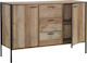 Sideboard Pallet Wooden with Drawers Walnut 124x40x80cm