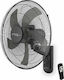 Primo 15833R 800415 PRWF-80415 Wall Fan 65W Diameter 45cm with Remote Control Black