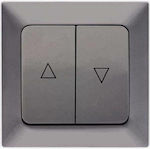 Eurolamp Recessed Electrical Rolling Shutters Wall Switch with Frame Basic Gray