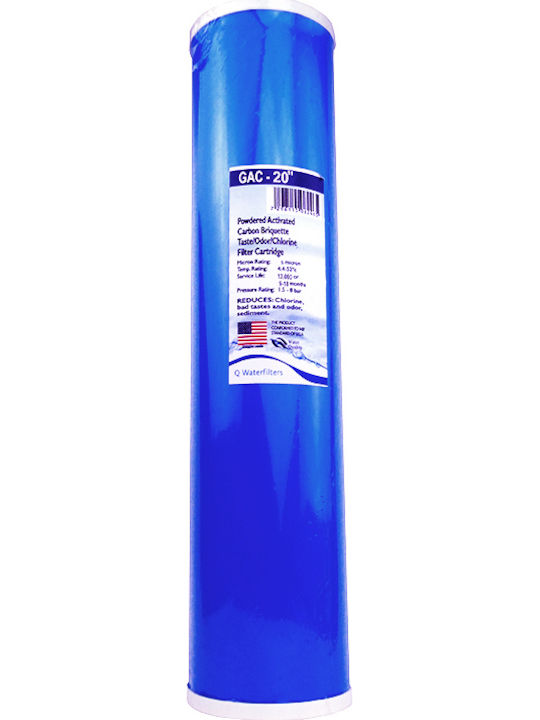 QWaterFilters Ersatz-Wasserfilter Zentrales Wasserfiltersystem aus Aktivkohle 20" Groß-Blau 5 μm (Mikrometer) 1Stück