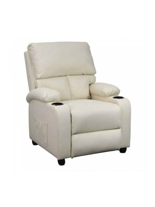 Sunday Artificial Leather Massage Relax Armchair with Footstool Beige 72x89x106cm