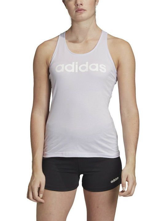 Adidas Essentials Linear Women's Athletic Cotton Blouse Sleeveless Lilacc