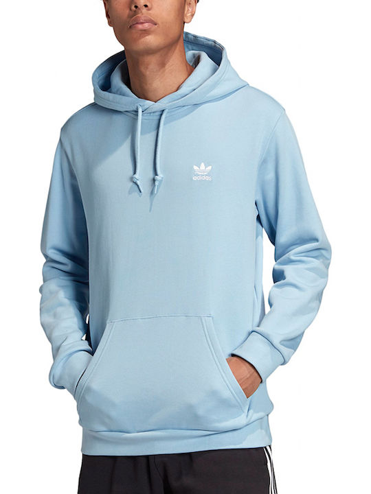 Adidas Originals Trefoil Essentials Hoodie Men's Hooded Sweatshirt Light  Blue FM9959