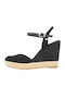 Basic Closed Toe High Platforme dama în stil espadrile Negre