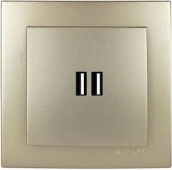 Geyer Nilson Power Socket with 2 USB Ports Satin