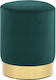 Stool For Living Room Upholstered with Velvet Green / Gold 26.5x26.5x38cm