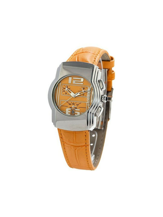 Chronotech Uhr mit Orange Lederarmband CT7280B-07