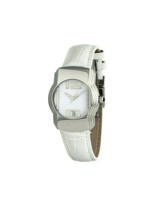 Chronotech Uhr mit Weiß Lederarmband CT7279B-06