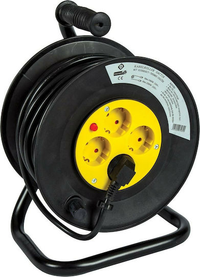 VK Lighting Extension Reel Cord 3 x 1.5mm²/25m Black