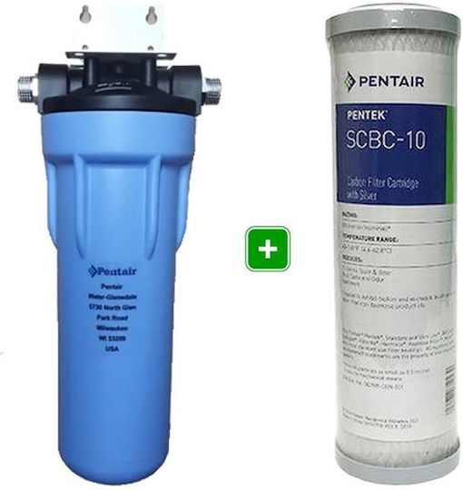 Pentair 3GSL Single Water Filtration System Single Under Sink / Central Supply Micron ½" with Replacement Filter Pentek SCBC-10 0.5 μm 5730532097