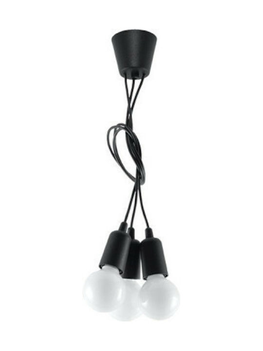 Sollux Diego 3 Pendant Light Suspension for Socket E27 Black