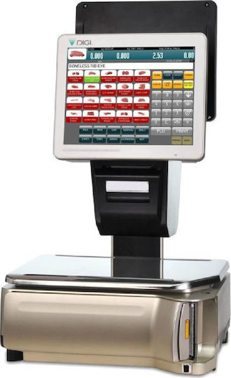 Digi Systems SM-5500A EV 12.1"-12.1" Electronic Retail Scale with Column and Label Printing Capability with Weighing Capacity of 15kg and Division 2gr