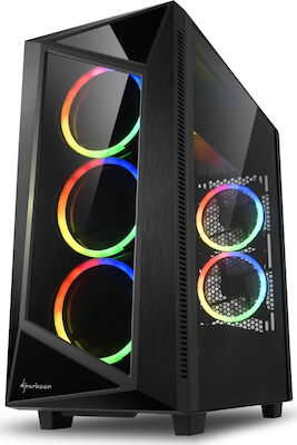 Sharkoon REV200 Gaming Midi Tower Computer Case with Window Panel and RGB Lighting Black