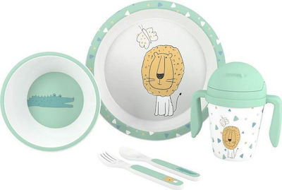 Interbaby Feeding Set Παιδικό Σερβίτσιο Φαγητού made of Melamine Green 5pcs SET19