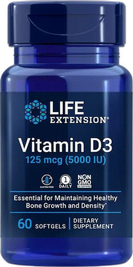 Life Extension Vitamin D3 Vitamin for Immune System Boost & Bone Health 5000iu 60 caps