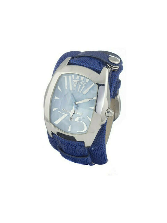 Chronotech Watch Battery with Blue Leather Strap CT2039J-22