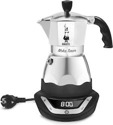 Bialetti Moka Timer Elektrisches Espressokocher für den Herd 6 Tassen 356W Edelstahl Silbern Bialetti Moka Timer Elektrisches Espressokocher für den Herd 6 Tassen 356W Edelstahl Silbern