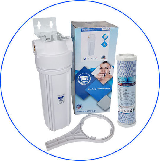 Aqua Pure Home Apcyst Συσκευή Φίλτρου Νερού Μονή Κάτω Πάγκου / Κεντρικής Παροχής Διατομής ½" με Ανταλλακτικό Φίλτρο Aqua Pure APCYST 0.5 μm