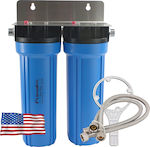 Primato 2-Stage Under Sink Water Filter System USA2GB12 , ½" Inlet/Outlet, with 10" Replacement Filter Primato Ultra CTO 5 μm & Primato Ultra PB 0.5 μm