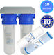 USTM EMI FS2 Water Filtration System Double Under Sink Micron 1/4'' with Faucet & Replacement Filter USTM PS20 20μm, USTM BL10 10μm
