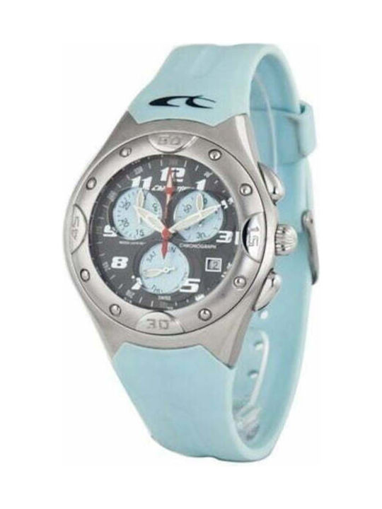 Chronotech Uhr Chronograph Batterie mit Blau Kautschukarmband CT7139M-04