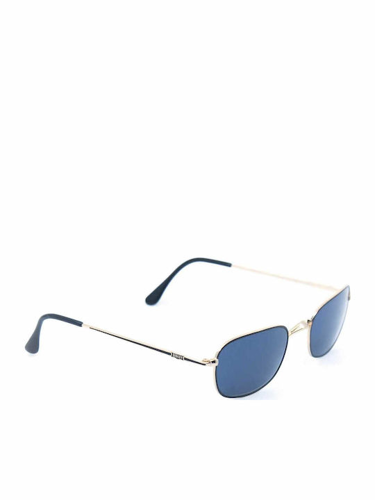 Sisley Men's Sunglasses with Black Metal Frame and Blue Lens