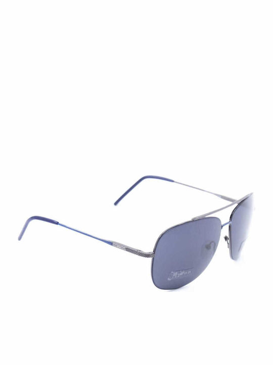 Hoffman Sunglasses Silver with Metal Frame & Black Lens