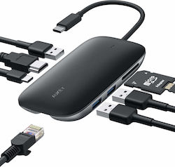 Aukey Unity C71 USB-C Docking Station με HDMI 4K PD Ethernet Μαύρο