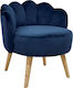 Stool For Living Room with Backrest Upholstered with Velvet Elise Blue 55x52x60cm