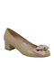 Boxer Leder Pumps mit Chunky flachem Absatz Beige