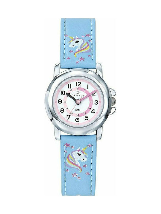 Certus Kids Analog Watch with Leather Strap Light Blue