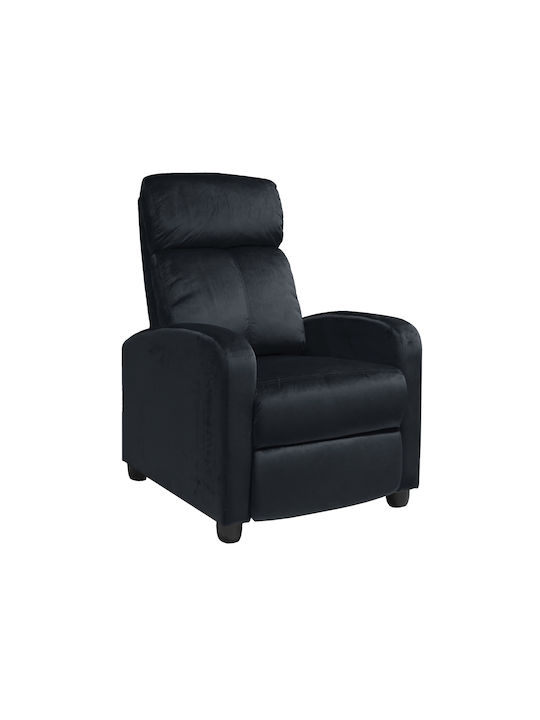 Porter Πολυθρόνα Relax με Υποπόδιο Βελούδινη Μαύρη 68x86x99cm