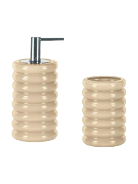 Kleine Wolke Lipsy Ceramic Bathroom Accessory Set Beige 2pcs