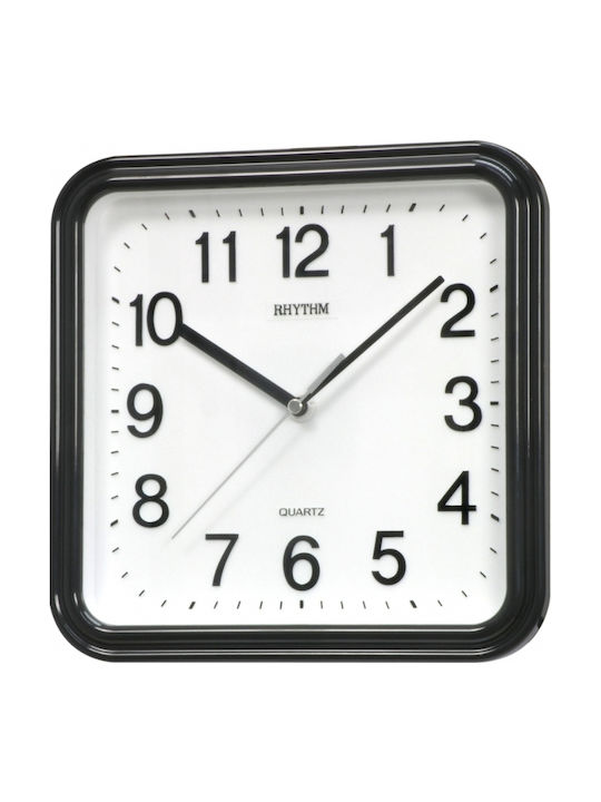 Rhythm Silent Wall Clock Plastic Black 25x25cm