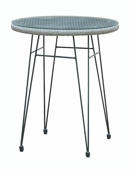 Salsa Auxiliary Outdoor Table with Glass Surface and Metal Frame Gray 60x60x70cm