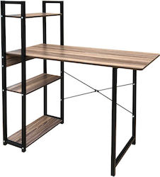 Desk with Bookcase 90x40x110cm Black / Walnut