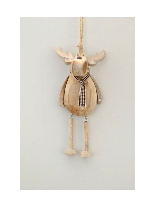 WOODEN REINDEER HANGING 17X7X4CM BEIGE-BROWN