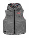 Kids Casual Sleeveless Short Hooded Grey Jacket