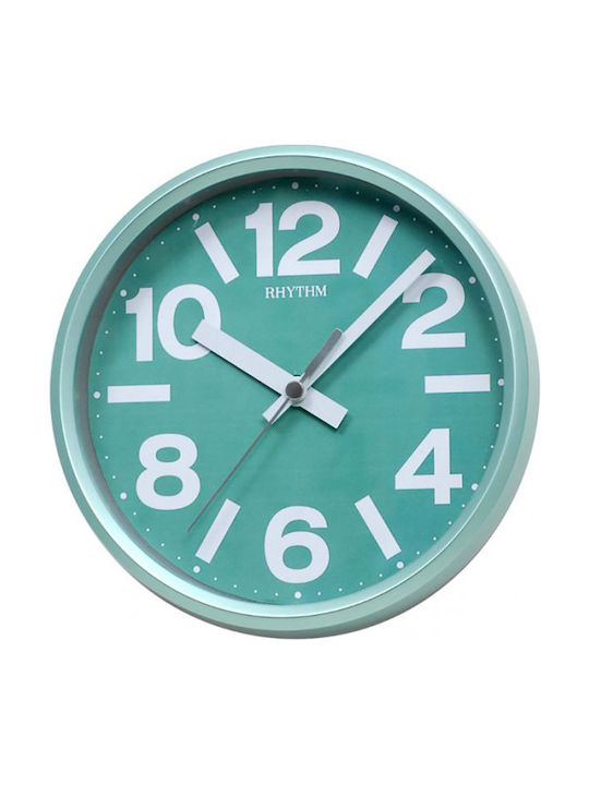 Rhythm Silent Wall Clock Plastic Turquoise Ø18cm