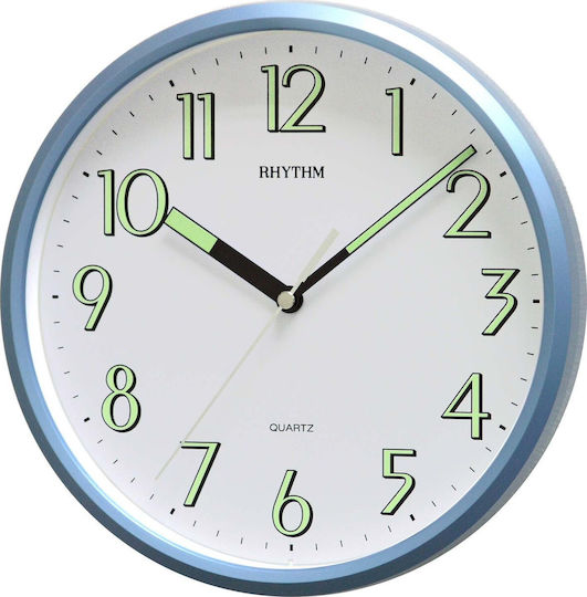 Rhythm Wall Clock Plastic Blue Ø24cm