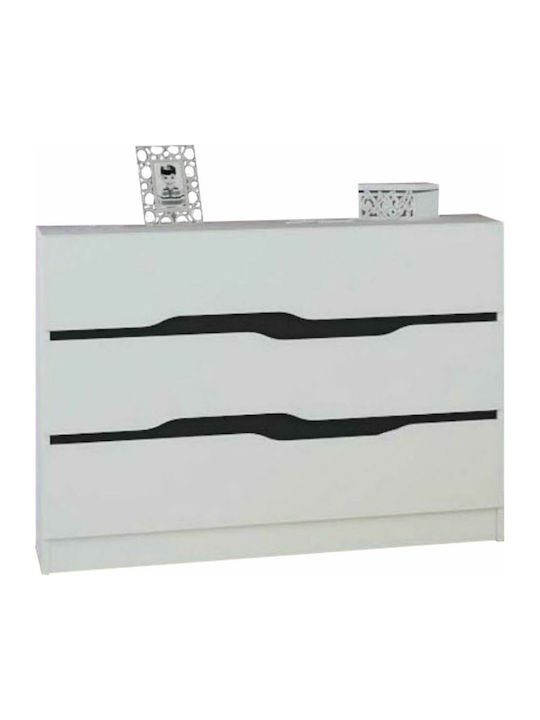 Ξύλινη Συρταριέρα Κρεβατοκάμαρας Αφροδίτη με 3 συρτάρια Λευκό - Μαύρο 100x38.5x71εκ.
