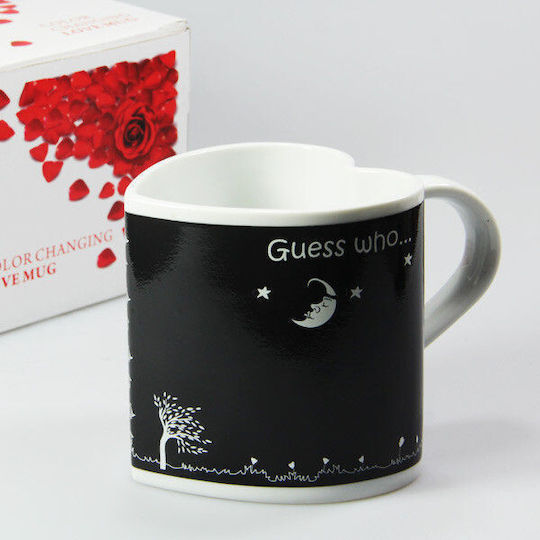 Gadget Master Cană în formă de inimă care își schimbă culoarea Schimbare de căldură Cană Ceramică Heart Shape Guess who loves you 330ml