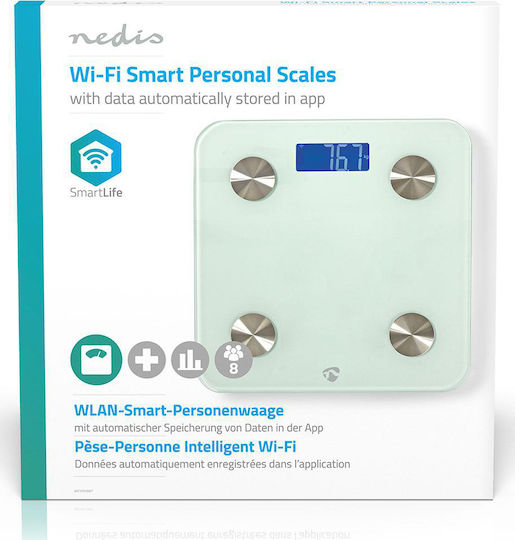 Nedis Smart Bathroom Scale with Body Fat Counter White WIFIHS10WT