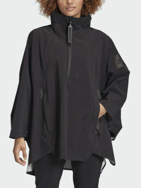 Adidas Myshelter Rain.Rdy Women's Long Sports Jacket Waterproof and Windproof for Winter Black