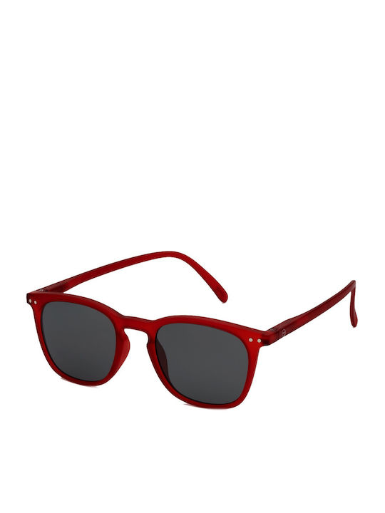 Izipizi E Sun Men's Sunglasses with Red Plastic Frame and Gray Lens