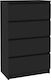 Ξύλινη Συρταριέρα Κρεβατοκάμαρας με 4 συρτάρια Μαύρη 60x35x98.5εκ.